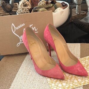 Christian Louboutin Pink Pigalle Follies 100 BEGONIA Suede Leather Heels w/box